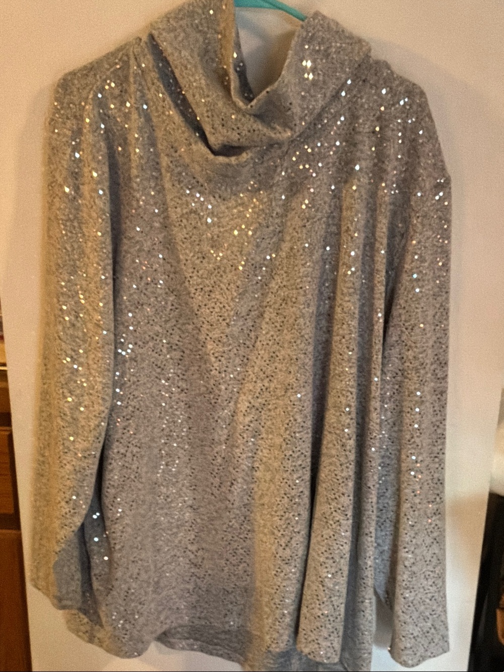 Lane Bryant Gray Sequin Cowl Neck Sweater